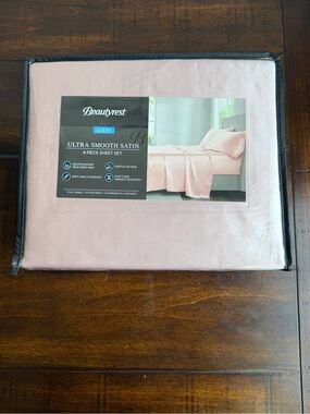 Beautyrest Ultra Smooth Satin 4pc Queen Sheet Set Pink New